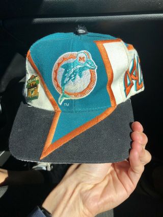 Vintage Drew Pearson Bolt Graffiti Miami Dolphins Nfl Football Snapback Hat