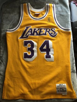 Mitchell And Ness Shaquille O’neal Swingman Jersey Hwc L.  A.  Lakers Medium