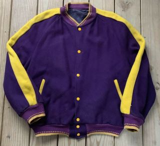 Vintage 80s La Lakers Varsity Wool Colors Letterman Jacket Bomber Xl