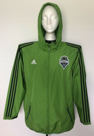 Men’s Adidas Formotion Seattle Sounders Fc Mls Hooded Jacket Size L Xbox Green