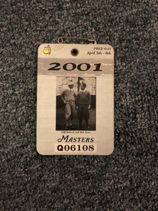 2001 Masters Tournament Augusta National Golf Club Badge Ticket Tiger Woods