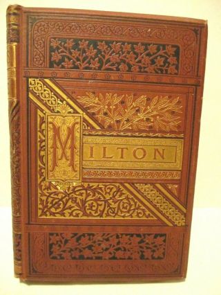 Antique Book " The Poetical Of John Milton " Gold Raised Cover