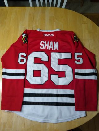 Men ' s SHAW Chicago Blackhawks Reebok NHL Sewn Hockey Jersey 48 Large L 2