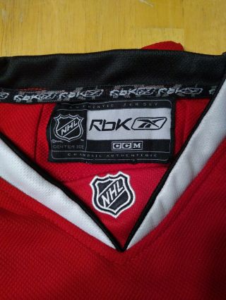 Men ' s SHAW Chicago Blackhawks Reebok NHL Sewn Hockey Jersey 48 Large L 3