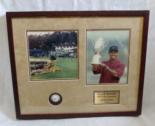 Tiger Woods Framed Photo 2000 Us Open Champion Pebble Beach Golf Ball