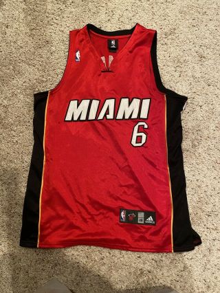 Adidas Lebron James Miami Heat Red Jersey Size 48 Men’s L