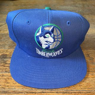 Vintage 90s Minnesota Timberwolves Nba Basketball Classic Logo Snap Back Hat