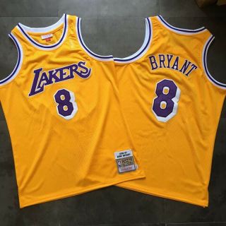 1996 - 97 Los Angeles Lakers Kobe Bryant 8 Gold Throwback Nwt Stitched Jersey