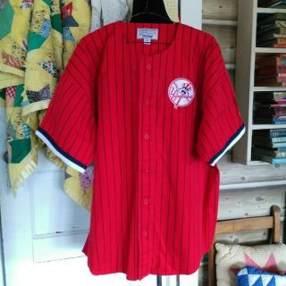 Vintage York Yankees Starter Sewn Red Baseball Jersey Shirt Usa Men Xl
