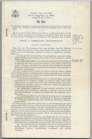 United States Congress / Printed Summary Of The Housing First Edition