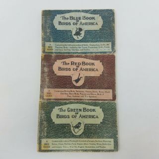 Vintage 1931 Blue,  Red,  And Green Books Of Birds Of America Set Of 3 Sc