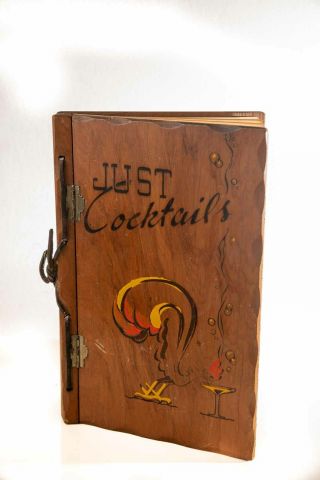 Vintage 1939 First Edition Just Cocktails Wooden And Leather Bartender Drink Rec