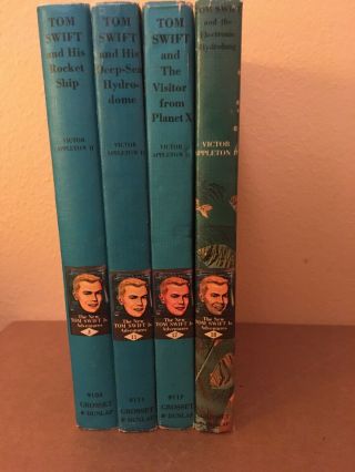 4 Good Blue Set Of Tom Swift Jr.  Adventure Books - 3 11 17 18 Hb Pc