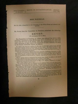 Government Report 5/23/1888 John Mckernan Military Foot Injury Benicia Barracks