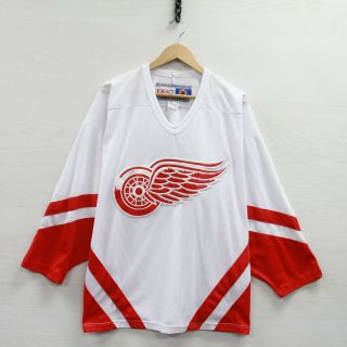 Vintage Detroit Red Wings Ccm Hockey Jersey Mens Size Medium Nhl White Red