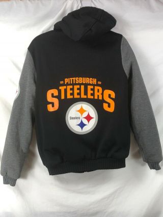 Pittsburgh Steelers Hoodie Zip Up Jacket Coat Winter Warm Black And Gray Small