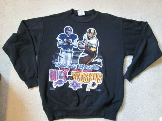 Bowl Xxvi 1992 Buffalo Bills Vs Redskins Nfl Jim Kelly Sweatshirt Size S