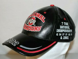 Vintage Ohio State Buckeyes 2002 National Champions 7 Time Football Leather Hat