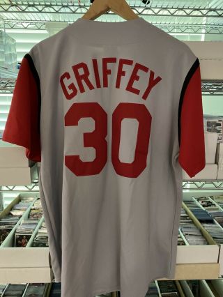 Ken Griffey Sr Cincinnati Reds Size L Jersey Majestic Athletic Mlb Gray