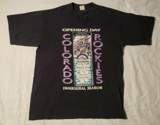Vintage Colorado Rockies Opening Day Inaugural Season 1993 Mens Xl Black Purple