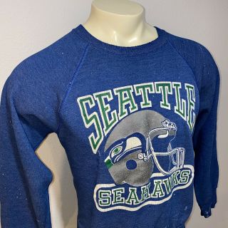 Vtg 70s 80s Seattle Seahawks Sweatshirt Soft Thin 50/50 Destroyed Nfl Mens Xl