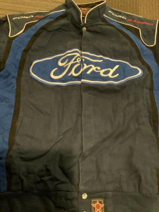 JH Design Jeff Hamilton Mens Medium Ford Racing Button Up Jacket 3