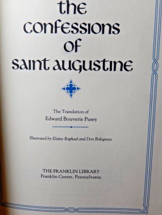 The Confessions of Saint Augustine The Franklin Library 1982 Ilustrated 2