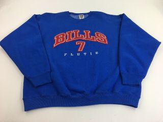 Vintage Nfl Football Buffalo Bills Doug Flutie 7 Embroidered Sweatshirt L