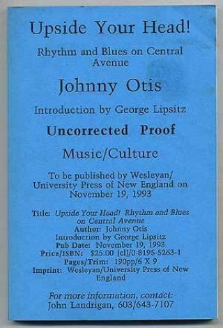 Johnny Otis / Upside Your Head Rhythm And Blues On Central Avenue Proof 1st 1993