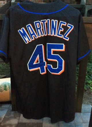 Majestic Authentic Ny Mets Pedro Martinez 45 Black Jersey Mens - Size Large Sewn