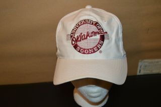 Vtg 90s The Game Snapback Cap Hat Univ Of Oklahoma Sooners Circle Design White