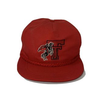 Vintage Logo Texas Tech Red Raiders Rope Adjustable Hat Cap Made In Usa
