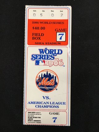 1986 World Series Game 7 Ticket Stub: Mets Clinch Vs Red Sox