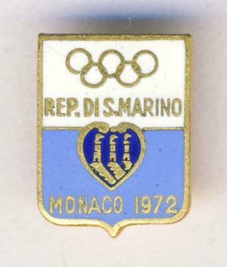 1972 Monaco Olympic Pin Badge San Marino Noc