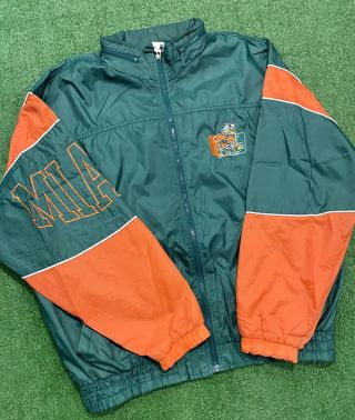 Vintage 90s Miami Hurricanes Starter Windbreaker Jacket.  Size Xl.