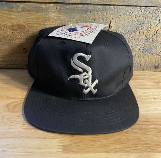 Vintage Drew Pearson Mlb Chicago White Sox Black Hat Cap Plain Logo Deadstock