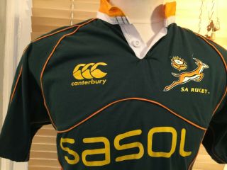 Vintage Canterbury Springboks Sasol South Africa Rugby Jersey Men Size M Sa