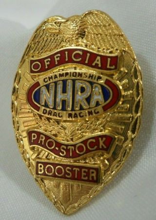 Nhra Championship Drag Racing Official Pro - Stock Booster Badge Pinback Hat Pin