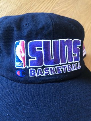 Vintage Champion Phoenix Suns NBA Basketball Black 90s Snapback Hat 2