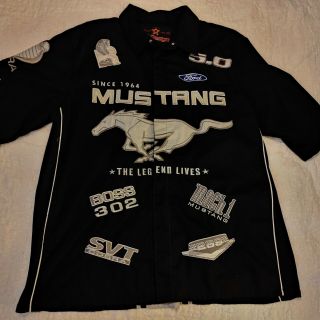 Ford Racing Mustang Cobra Fully Embroidered Shirt Size Men 