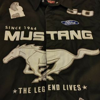 FORD Racing Mustang Cobra Fully Embroidered Shirt Size Men ' s Large JH Design 3