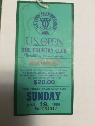 1988 US Open Golf TIcket 1st round Saturday June 18 88 Curtis Strange Brookline 2