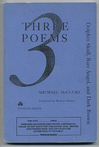 Michael Mcclure / Three Poems Dolphin Skull Rare Angel And Dark Brown Proof 1st