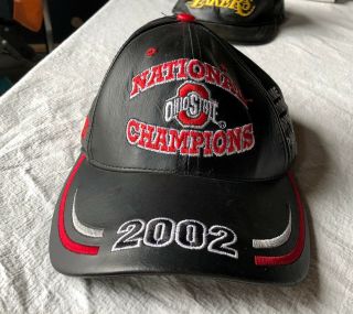 Vtg Ohio State Buckeyes 2002 National Champion 7 Time Football Leather Hat Cap