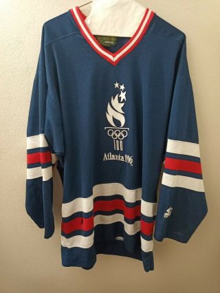 Rare Vintage Starter Atlanta 1996 Olympics United States Usa Hockey Jersey Large