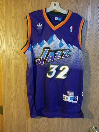 Karl Malone 32 Utah Jazz Adidas Hardwood Classics Sewn Jersey Adult Xl