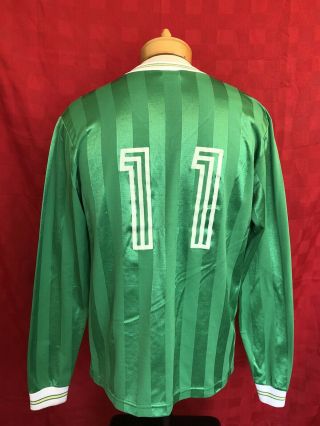 VINTAGE 1980s Green Long sleeve Umbro Soccer Jersey 11 World Cup Team sz LARGE 2