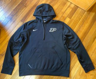 Nike Purdue Indiana Therma - Fit Black Hoodie Sweatshirt Mens Size Xl