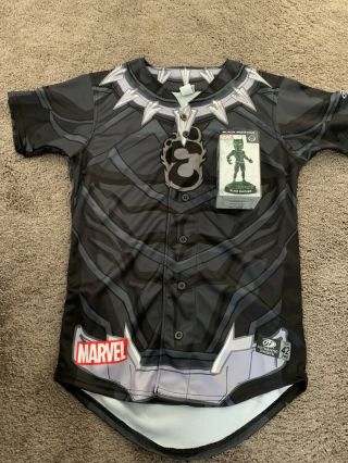 Game Worn/issued Eugene Emeralds Black Panther Jersey Cubs 2019 W/ Bobblehead