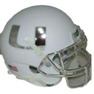 Ncaa Miami Hurricanes White Chrome Schutt Authentic Mini Football Helmet